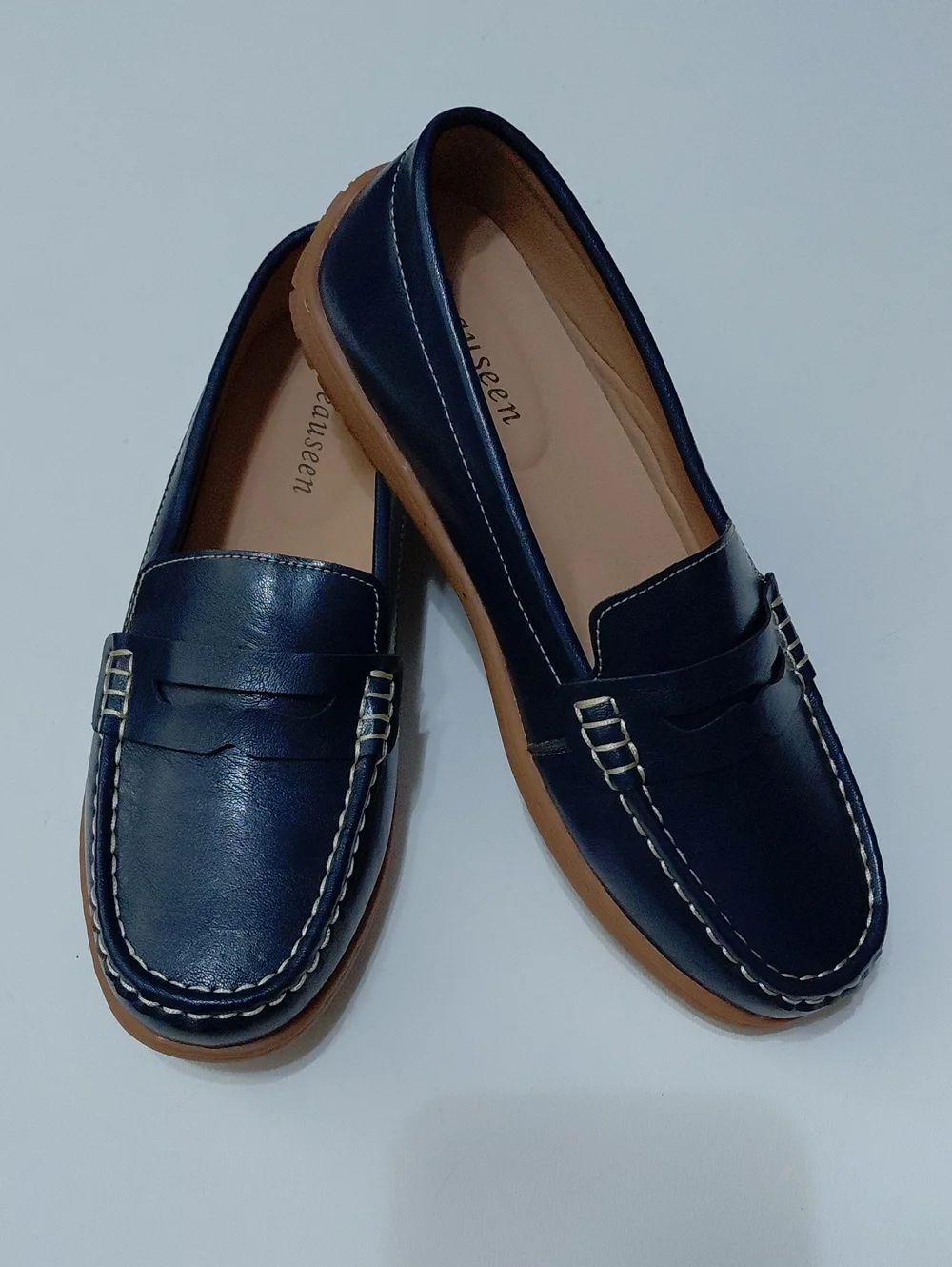 BEAUSEEN Women's Blue Penny Slip On  Loafers Size 9.5